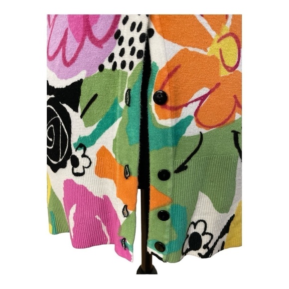 Cyrus Pink Multi Floral Button Down Cardigan Sweater Bright Fun Colors Sz S - Picture 4 of 10